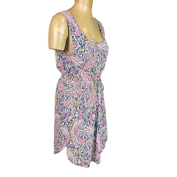 Lucky Brand Verna Floral Paisley Print Dress Linen Blend Sz M #330F - Picture 3 of 8